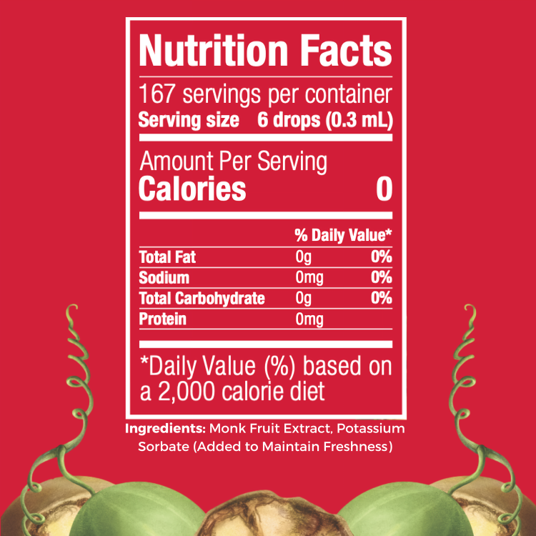 Monk Fruit Drops - New Formula (6 Drops = 1 Tsp of Sugar)