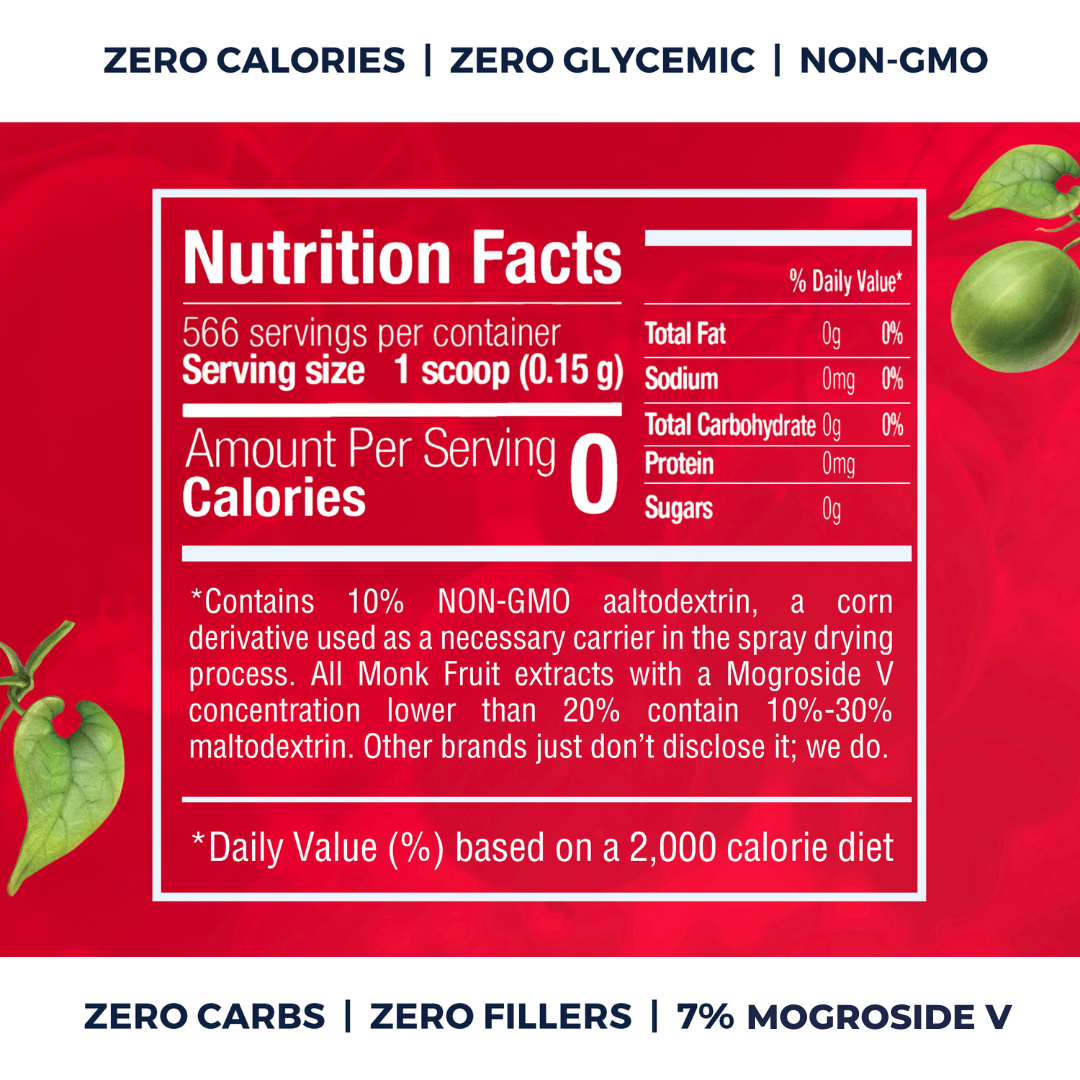 Monk Fruit Extract Powder - 25X Sweeter Than Sugar - 7% Mogroside V (3oz, 566 servings) (Bulk)