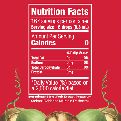 Monk Fruit Drops - New Formula (6 Drops = 1 Tsp of Sugar)