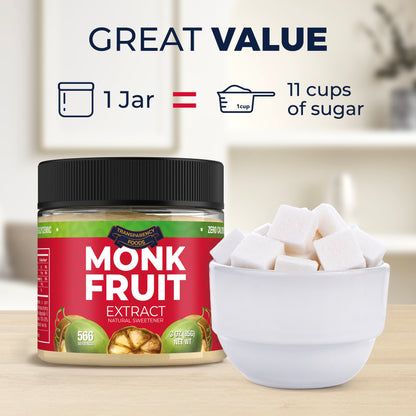 Monk Fruit Extract Powder - 25X Sweeter Than Sugar - 7% Mogroside V (3oz, 566 servings)