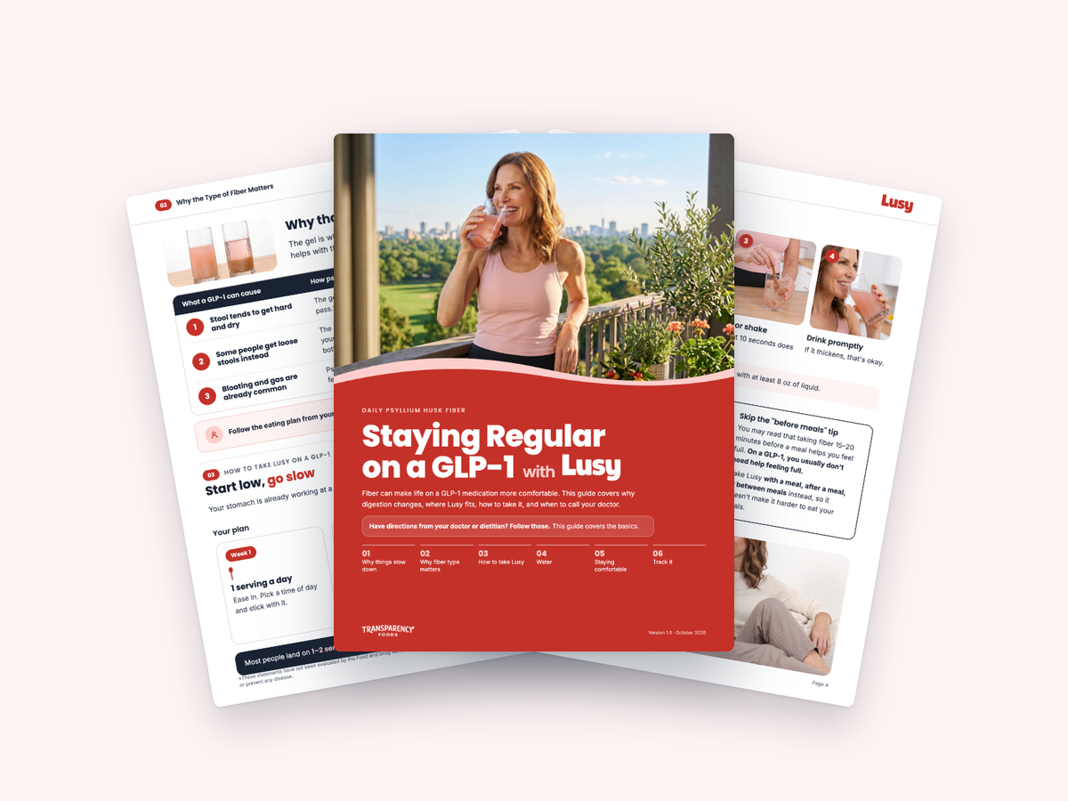 Pages from the guide Staying Regular on a GLP-1 with Lusy